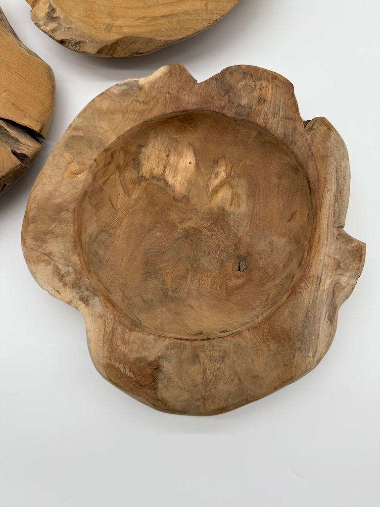 Natuurlijke Houten Schaal (Teak) – Uniek & Handgemaakt Ø ca. 35 cm