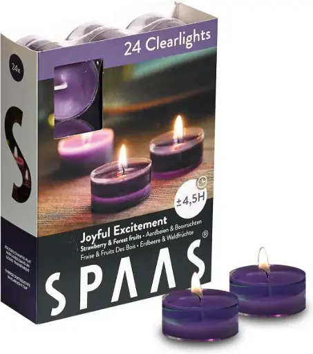 "SPAAS 24 Clearlights Geur, theelichten in transparante cup Joyful excitement - aardbeien & bosvruchten"