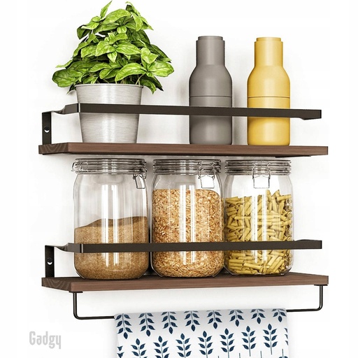 Gadgy Zwevende Wandplanken – Set van 2 Houten Planken met Metalen Beugels