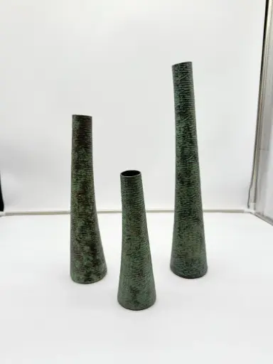 Dekocandle Set van 3 Metalen Vazen – Organic Shape Green Platina